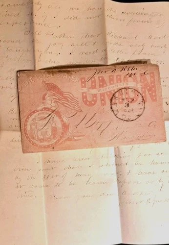 65 Civil War Patriotic - Pretty Loyal States Wisconsin in Red w/Soldiers Letter