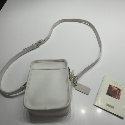 White Coach Vintage Kit Camera Bag Glove tanned Leather Crossbody Saddle 9973