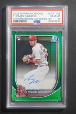 2025 Bowman Chrome Thomas Saggese Rookie Auto Green /99 PSA 10 DA785