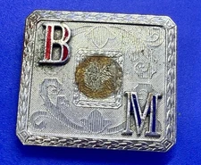 Art Deco Letter BM Initial Monogram Silver Color Belt Buckle by HookFast.Co