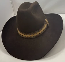 Vtg 1940's-50's John B Stetson XXX 3X Beaver Fur Brown Feather 6 3/4 Cowboy Hat