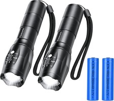 LED Torch Rechargeable, 2PCS CREE T6 Super Bright 1000Lumens Torch with 2 Batter