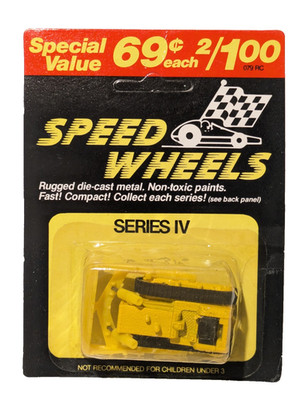 Vintage ''SPEED WHEELS'' Series IV, YELLOW BULLDOZER, Unpunched Card, NEW/MOC