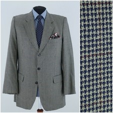 Mens Vintage Silk Blazer 44L UK Size J.TOYNER Check Pure Sport Coat Jacket