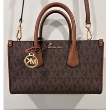 Michael Kors Brown MK Print Gold Hardware Purse Originally 298 NEW