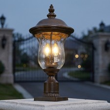 21 Inch Outdoor Post Light Royal Bronze Waterproof Fixture with Pier Mount Base