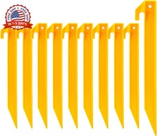 Plastic Tent Stakes 10 Pack - 9 Inch Heavy Duty Beach Sand Pegs - Windproof Plas