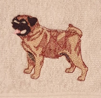 Personalisiertes Weihnachten Mops Handtuch Set bestickt Gesichtstuch & Handtuch Geschenke