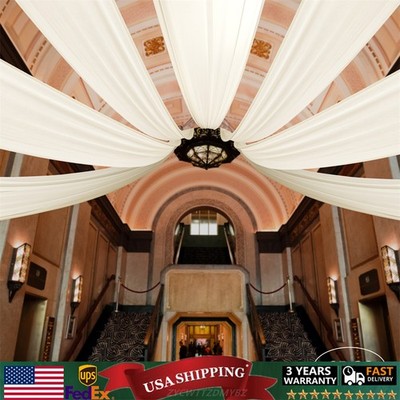 6PCS 5x30FT Ceiling Drapes Ceiling Draping Backdrop Curtains for Party Wedding