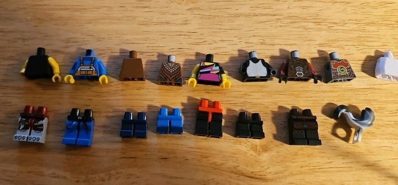   LEGO Part Lot Minifigure, 9 Torsos Few Have Arms, 7 Legs. All Pre Owned. (# 5)