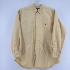 Ralph Lauren Yarmouth Oxford Button Down Shirt Mens 17 1/2 34 Yellow Polo Player