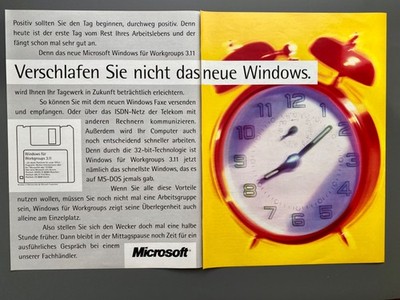 Verschlafen Sie nicht das neue Windows Microsoft 1994 Vintage Ad Werbung Reklame