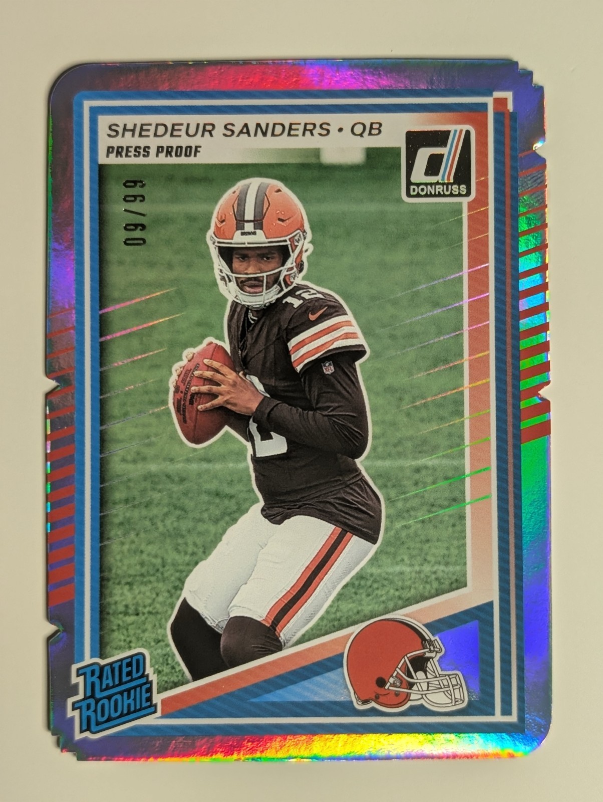 2025 Donruss Shedeur Sanders Rated Rookie Silver Press Proof /99 Die-Cut RC