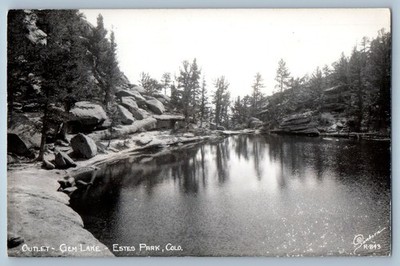 c1940s View Of Oulet Gem Lake Estes Park Colorado CO RPPC Photo Sanborn Postcard