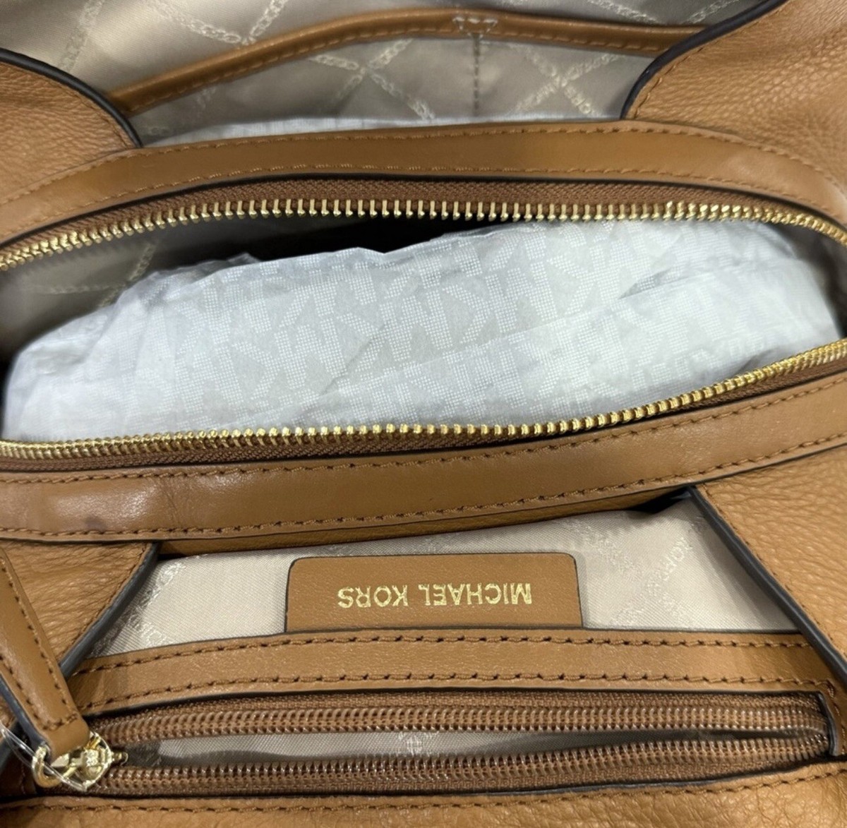 Michael Kors Tan Raven Pebbled Leather Backpack with Gold Hardwear Michael Kors Raven Small Leather Backpack In Pebbled Tan  main image 2
