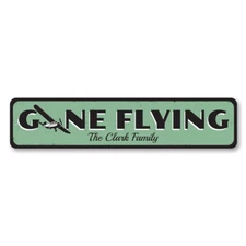 Gone Flying Sign, Personalized Airplane Metal Wall Decor - Aluminum