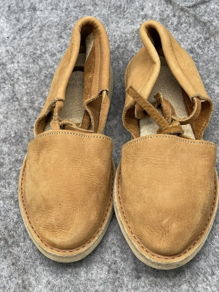 Viking Handmade Shoes Brown SCA Leather Moccasins Sandals Larp Cosplay - Image 4 of 4