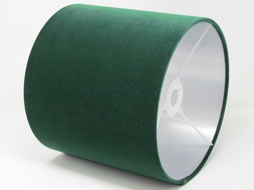Lampshade Forest Green Velvet Brushed Silver Drum Light shade - Picture 9 of 12
