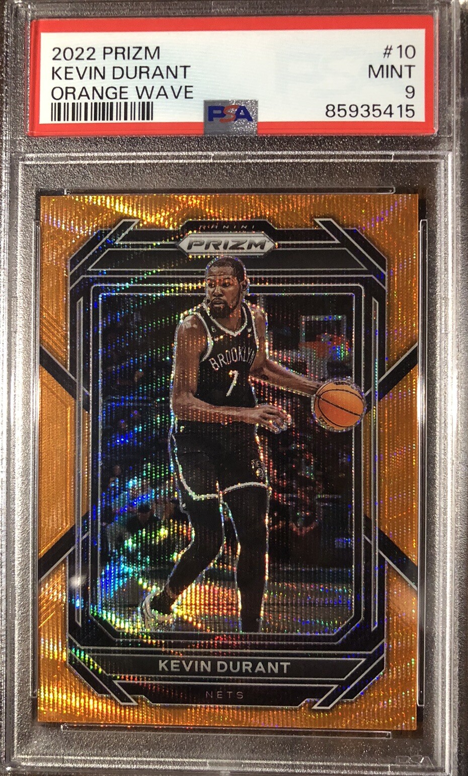 2022-23 Panini Prizm #10 Kevin Durant Orange Wave /60 PSA 9 MINT