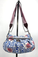 Weekend Max Mara Italy Blue Pink Floral Pasticcino Frame Bag Clutch W/ 2 Straps