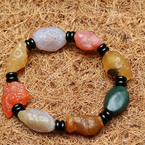 Rare Beautiful Natural Agate Desert Stones Chinese gobi Prayer Bracelet 14*25MM - Picture 1 of 5