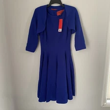 B michael america Women’s Royal Blue Fit and Flare Dress with Bolero size 6
