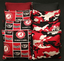 8 All Weather CORNHOLE BEANBAGS made w University of ALABAMA CRIMSON TIDE Fabric