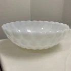 Vintage Milk Glass Serving Bowl White Bubble Glossy 8.5" Fairytale Cottagecore