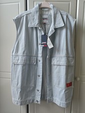Tommy Hilfiger Womens Denim Blue Gillet Waistcoat Size M Oversize Uk 14 Genuine
