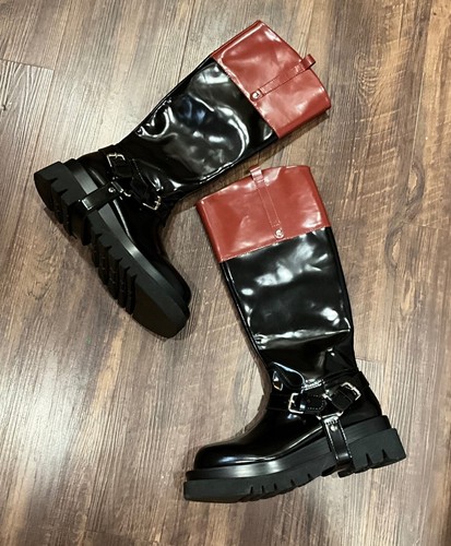 Free People Jeffrey Campbell Toby Tall Riding Leather Boot Black Brown 8.5 NEW - Picture 5 of 6