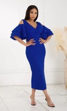 Indie XO Raised Me Right Cold Shoulder Ruffle Bodycon Dress Medium