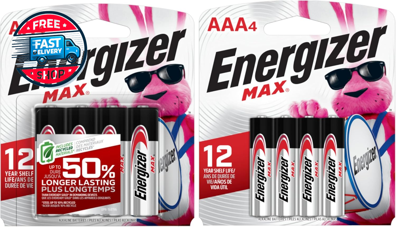 MAX AA Batteries & AAA Batteries Combo Pack, 4 AA and 4 AAA (8 Count)-image