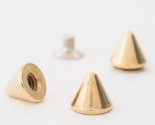 20 pcs Cone mini Spike 7mm tall Golden color Brass- glue or screw StudsAndSpikes