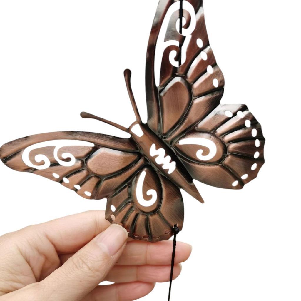 Beautiful Butterfly Wind Chimes 35.5" Indoor/Outdoor Metal 4-Tubes, 6-Bells Gift