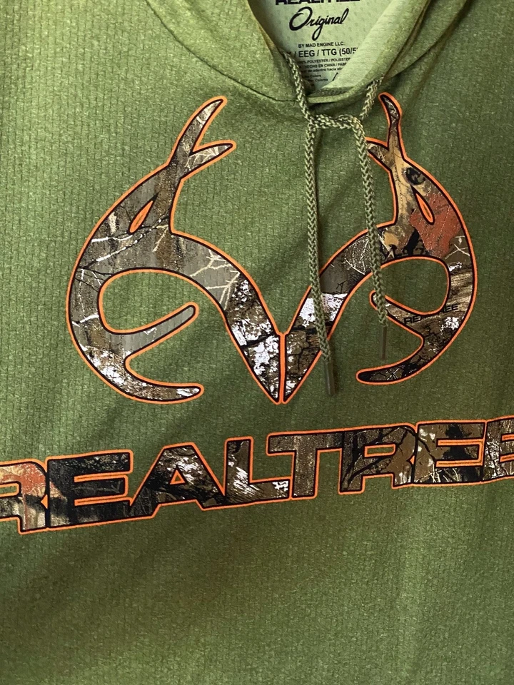 Realtree Green Poly Hoody SWEATER Shirt 2XL XXL Length 31 - Image 3 of 4