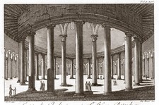 TEMPIO DI CLAUDIOS.STEFANO ROTONDO, ROMA,   incisione,1820, PASSEPARTOUT