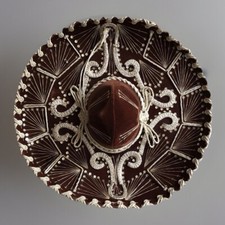 Vintage Pigalle Mexican Sombrero Mariachi Hat Velvet Brown Restaurant Decor Prop