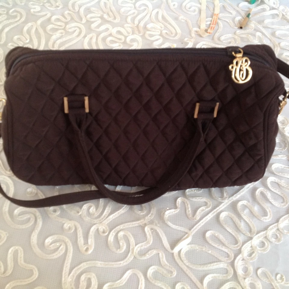 Vera Bradley Marrón Acolchado Bolso de Mano Bolso de Hombro Cartera Logo Dorado  Foto 4 de 4