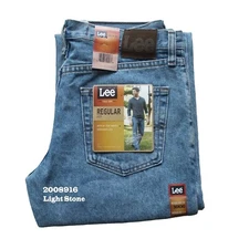 NWT Lee Mens Regular Fit Straight Leg Jeans Denim Pants Light Stonewash 2008916