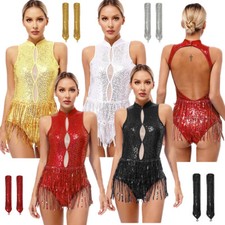 Women Dress Leotard Dancewear Lyrical Costume Bodysuit Latin Tops Dance Samba