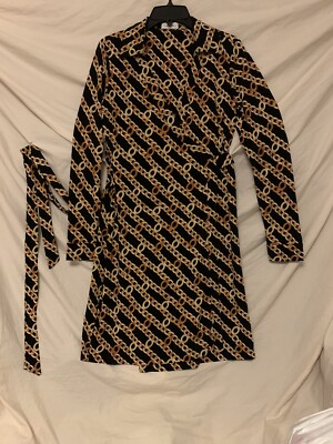 slim fit dress slacks Red and Gold Chain Print Shirt Dress main image 1