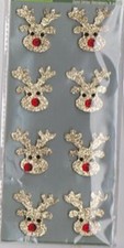 Glitter Reindeer Christmas 3d Stickers with Rhinestone Nose