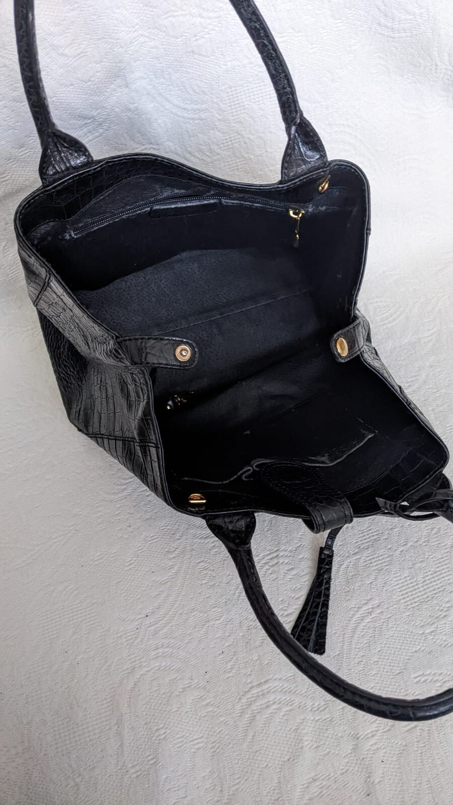 Woman's Black Leather Bag eBay