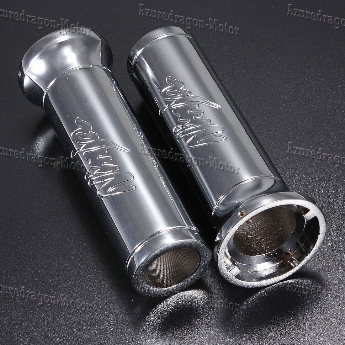 7/8'' Motor Chrome Handlebar Hand Grips Fit For Kawasaki Ninja 250 500