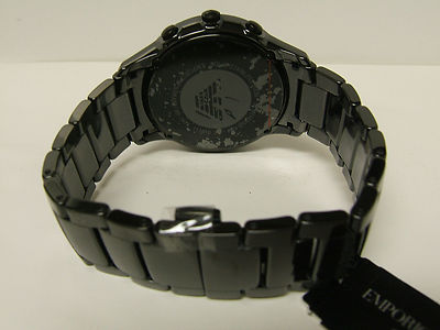 M) EMPORIO ARMANI BLACK CERAMIC CHRONOGRAPH WATCH AR1474 NEW WITH