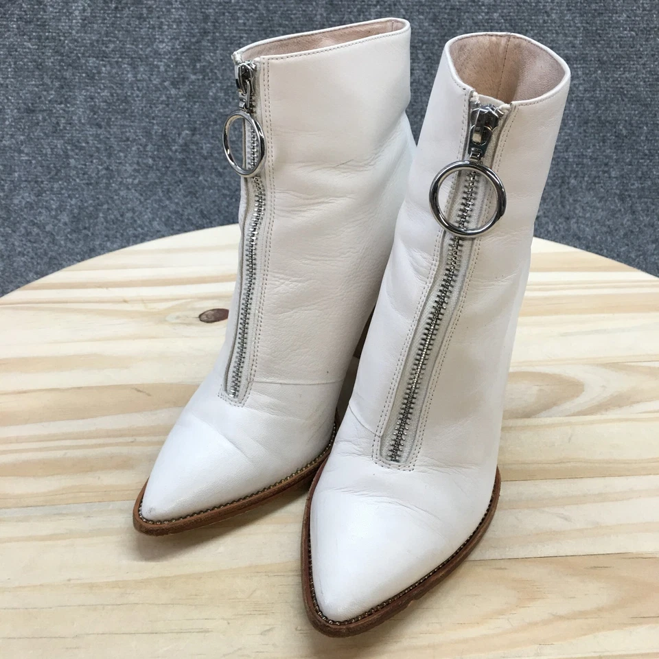 Chinese Laundry Boots Womens 6 Kristin Cavallari Ankle Booties White Leather Zip - Image 3 of 4