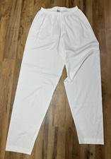 Vintage Avon Style 90 s Elastic White High Waist Cotton Blend Pants Large Comfy