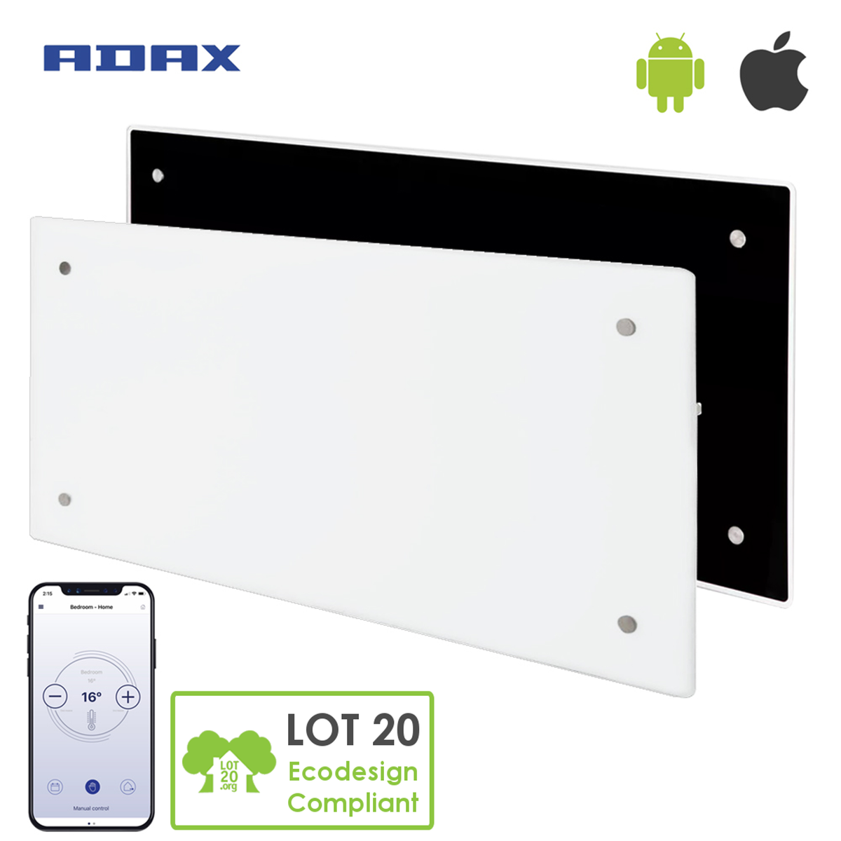 Adax Clea Wifi Electric Heater Timer, Glass Front, Wall Mounted, Splash  Proof