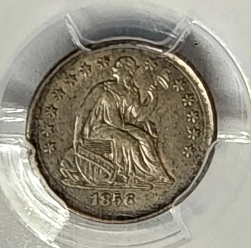 Beautiful 1856 SEATED LIBERTY HALF DIME H10C PCGS AU-55 High Grade Beauty !!!