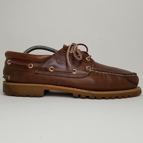Vtg Timberland Heritage 3-Eye Classic Boat Shoes Men's size 11.5 W Brown Leather - Picture 5 of 14